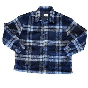 American Eagle Outfitters Men’s Blue Plaid Shacket Lined Shirt Jacket XL